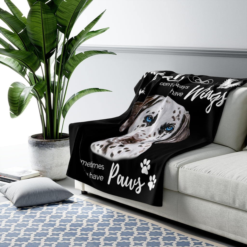 Angels have Paws - Dalmatian Sherpa Fleece Blanket