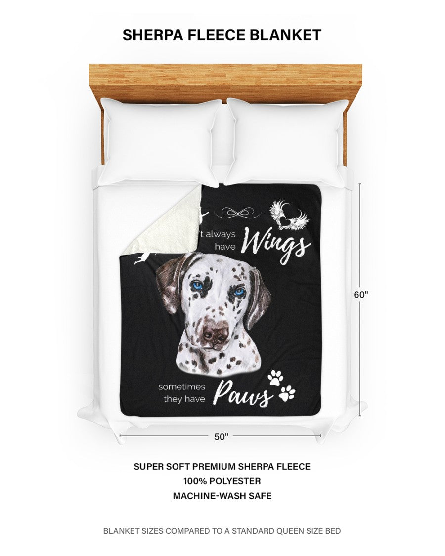 Angels have Paws - Dalmatian Sherpa Fleece Blanket