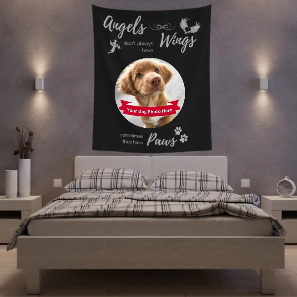 Large Indoor Wall Tapestry - 2 Sizes - Angels don't always have wings sometimes they have Paws
