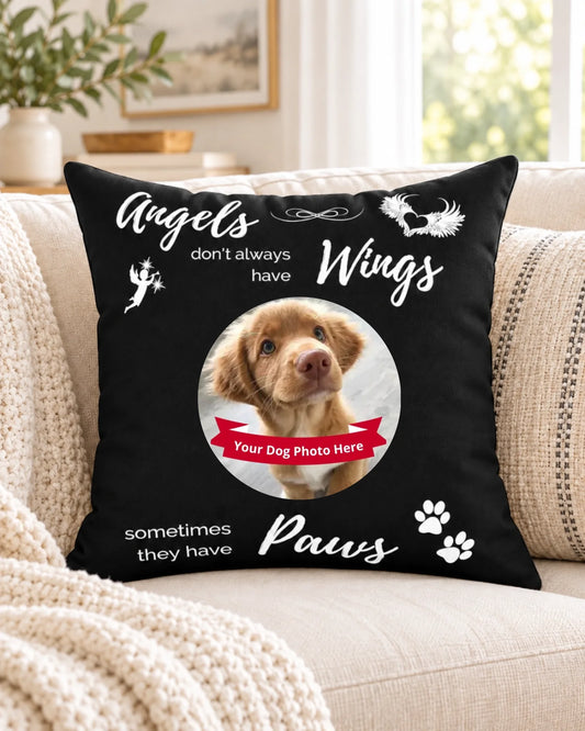 Angels Have Paws Memorial Pillow