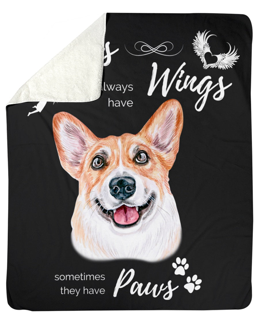 Angels have Paws - Corgi Sherpa Fleece Blanket