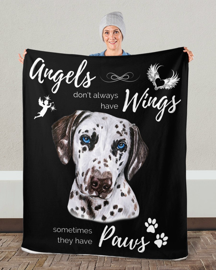 Angels have Paws - Dalmatian Sherpa Fleece Blanket