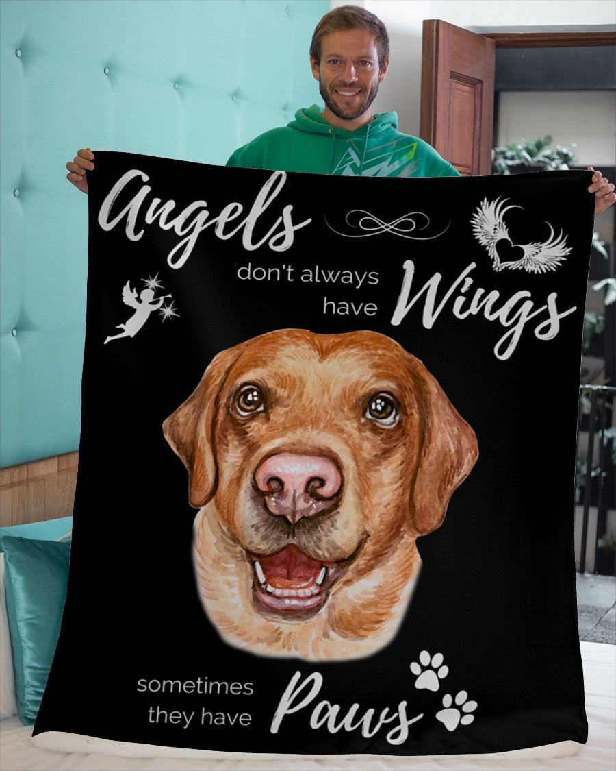 Angels have Paws - Labrador Sherpa Fleece Blanket