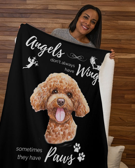 Angels have Paws - Poodle Sherpa Fleece Blanket