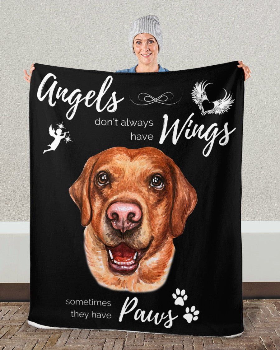 Angels have Paws - Labrador Sherpa Fleece Blanket