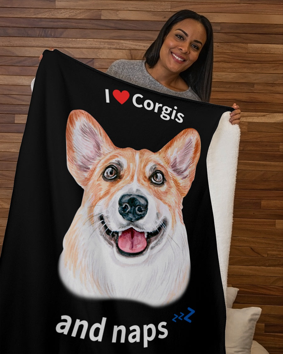 I love Corgis and naps - Sherpa Fleece Blanket