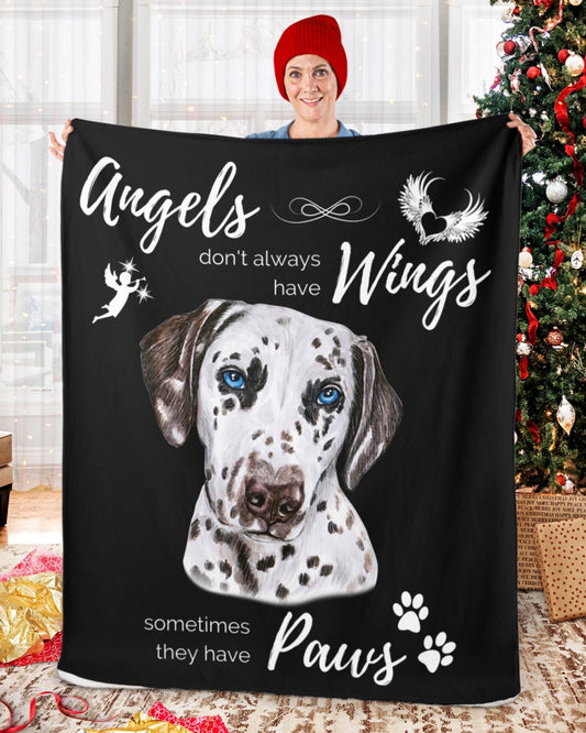 Angels have Paws - Dalmatian Sherpa Fleece Blanket