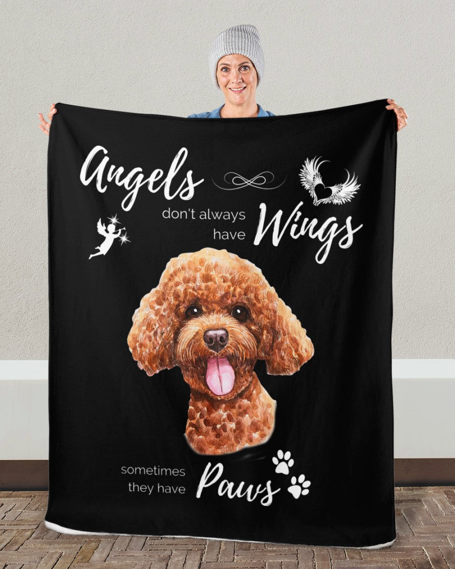 Angels have Paws - Poodle Sherpa Fleece Blanket