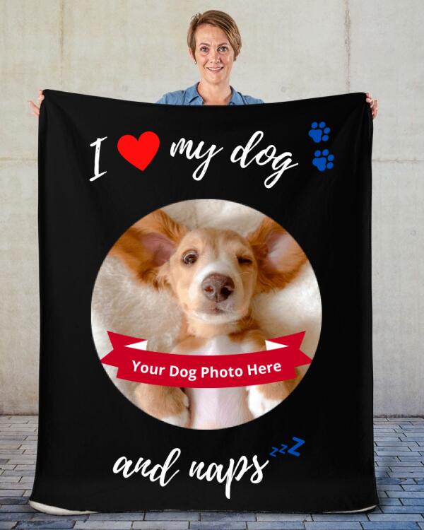 Soft & Cozy Sherpa Fleece Blanket - I love my dog and naps