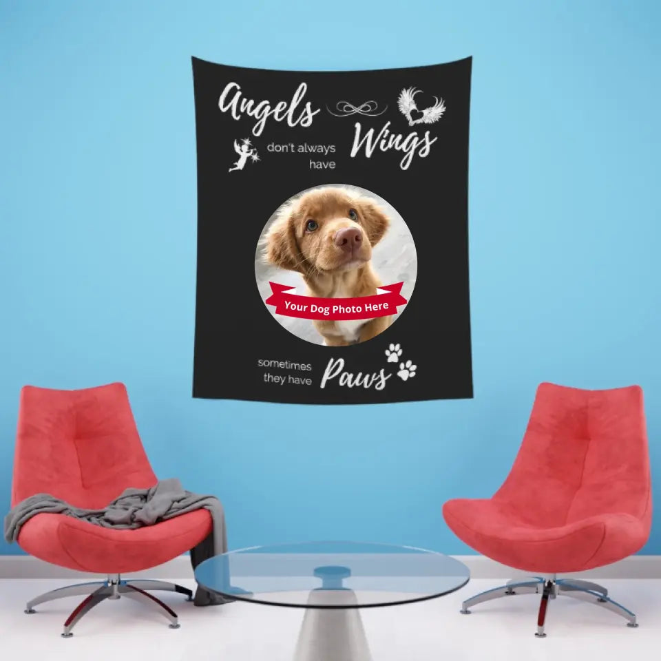 Large Indoor Wall Tapestry - 2 Sizes - Angels don't always have wings sometimes they have Paws