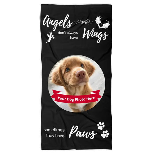 Large Beach Towel - Angels don't always have wings sometimes they have paws