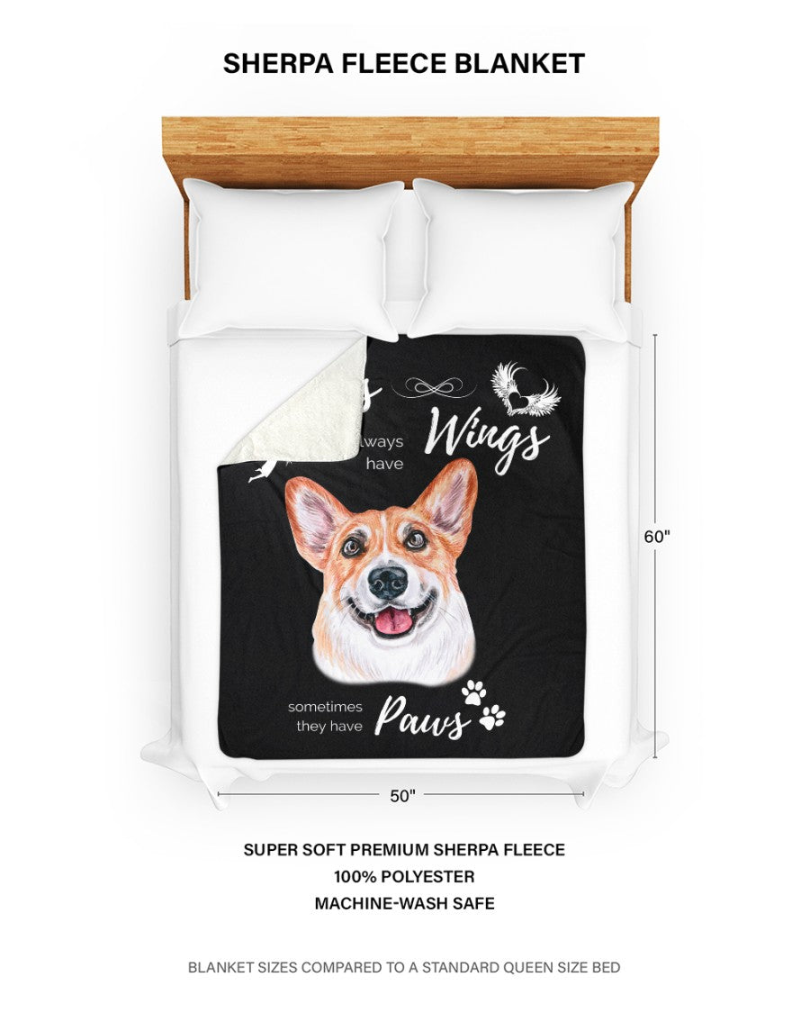 Angels have Paws - Corgi Sherpa Fleece Blanket