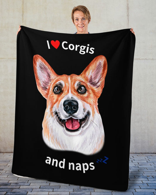 I love Corgis and naps - Sherpa Fleece Blanket