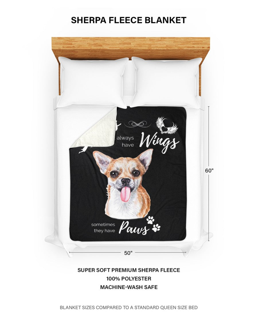 Angels have Paws - Chihuahua Sherpa Fleece Blanket