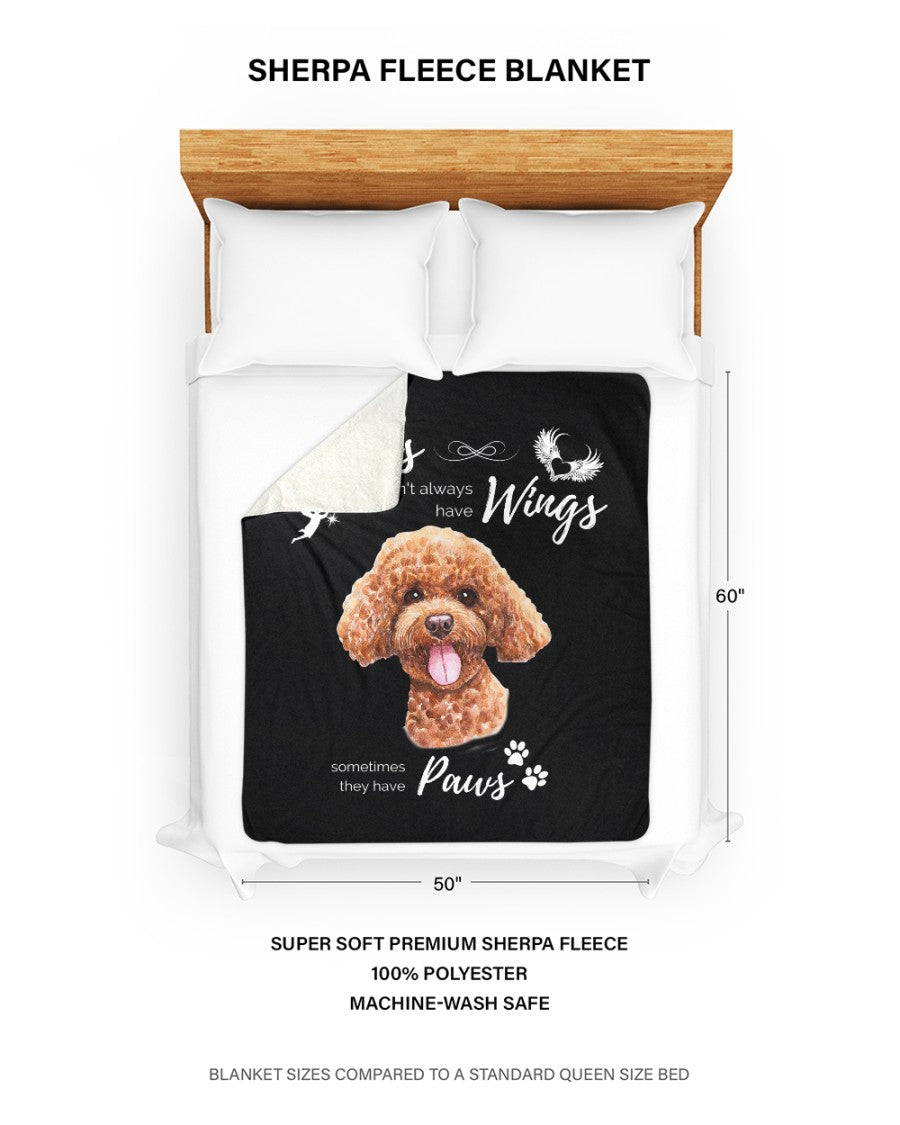 Angels have Paws - Poodle Sherpa Fleece Blanket