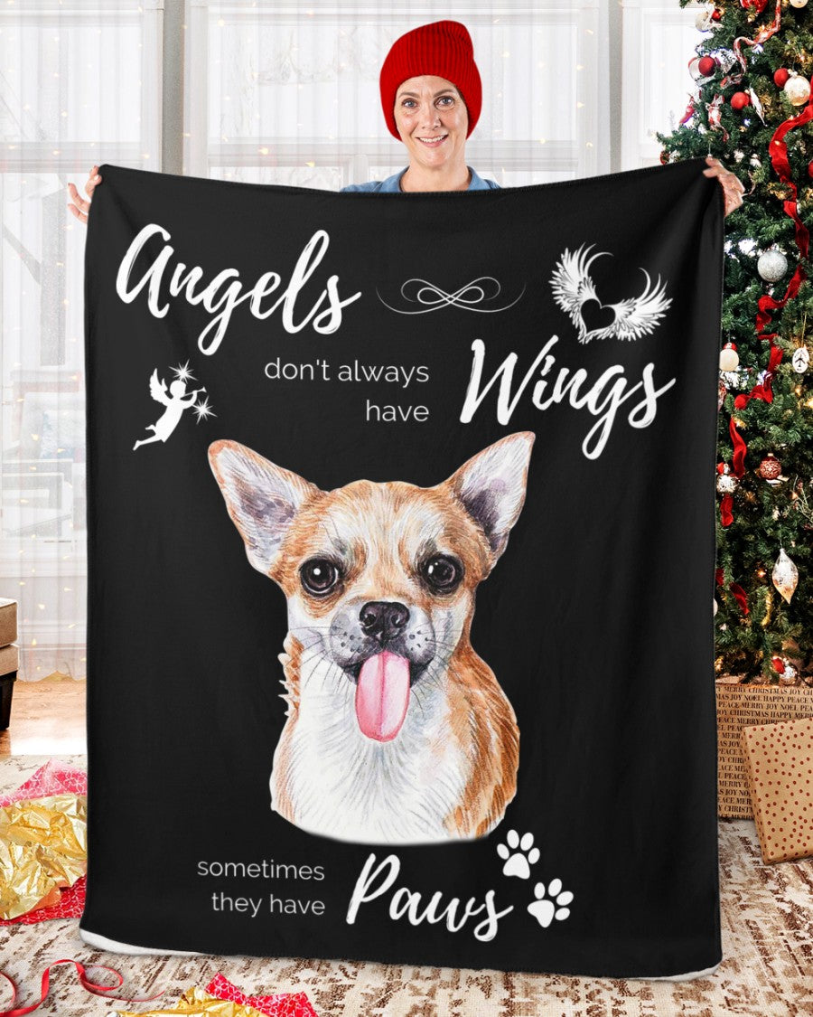 Angels have Paws - Chihuahua Sherpa Fleece Blanket