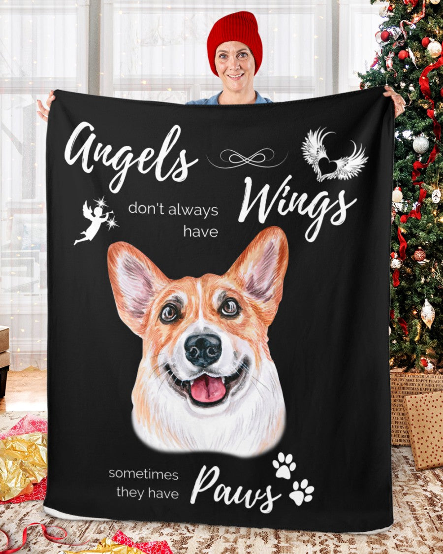 Angels have Paws - Corgi Sherpa Fleece Blanket