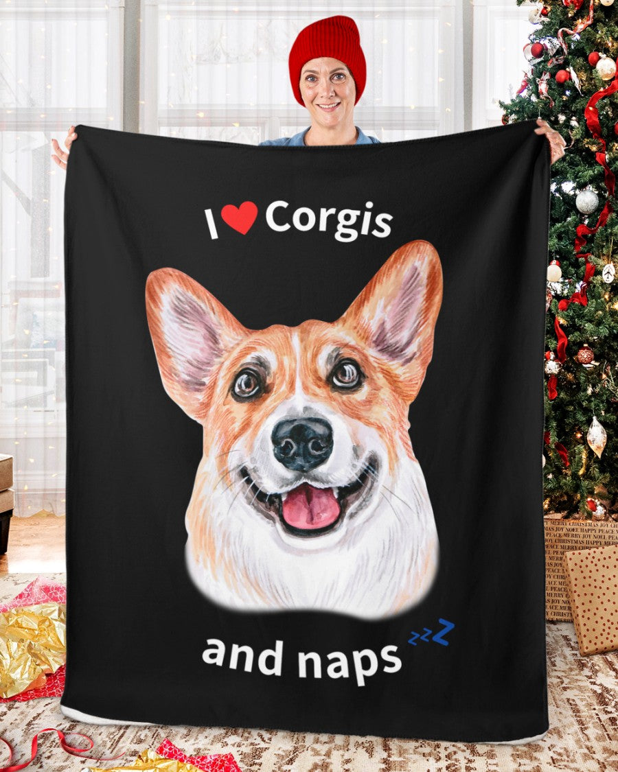 I love Corgis and naps - Sherpa Fleece Blanket