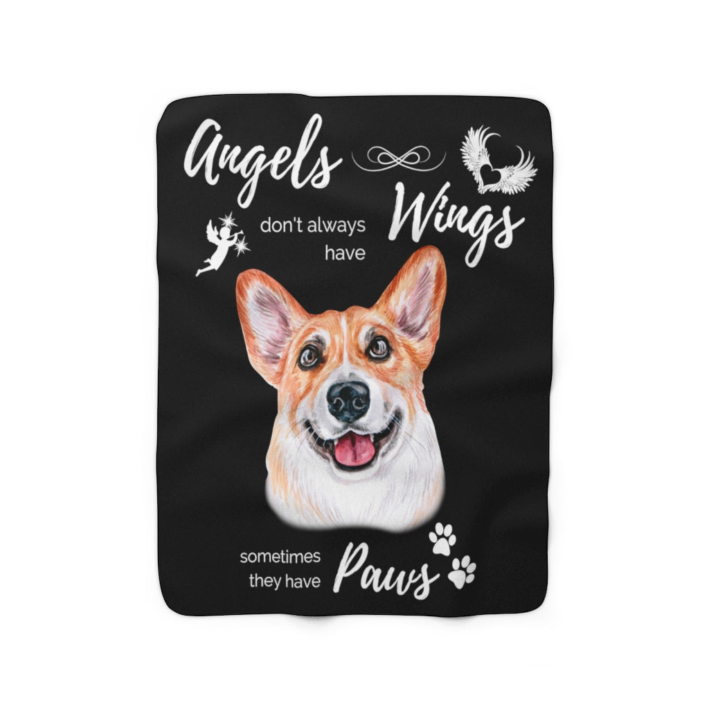 Angels have Paws - Corgi Sherpa Fleece Blanket